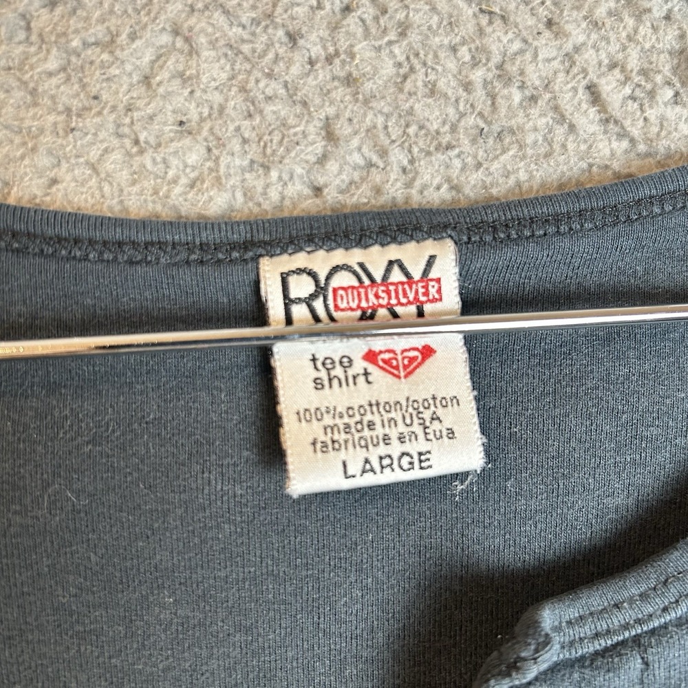 Vintage Roxy by Quiksilver Y2K Blue Knit  T Shirt Top Size Large - Picture 7 of 7